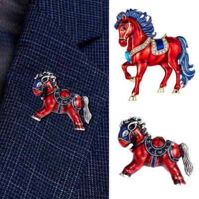 Brosche Anstecknadel Funkelnde Strasssteine Eingelegt Pferde-Design Anstecknadel Pullover Hüte Taschen Kragenbrosche Outfit-Accessoire