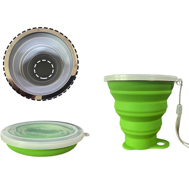 180Ml Folding Cup Food Grade Retractable Silicone Folding Cup Portable Portable Cup Outdoor Leisure Can Carry Coffee Cups