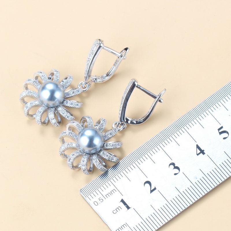 Sunflower Jewelry Bridal Sets Natural Freshwater Pearls Earrings/Necklace And Ring For Women Wedding Gift