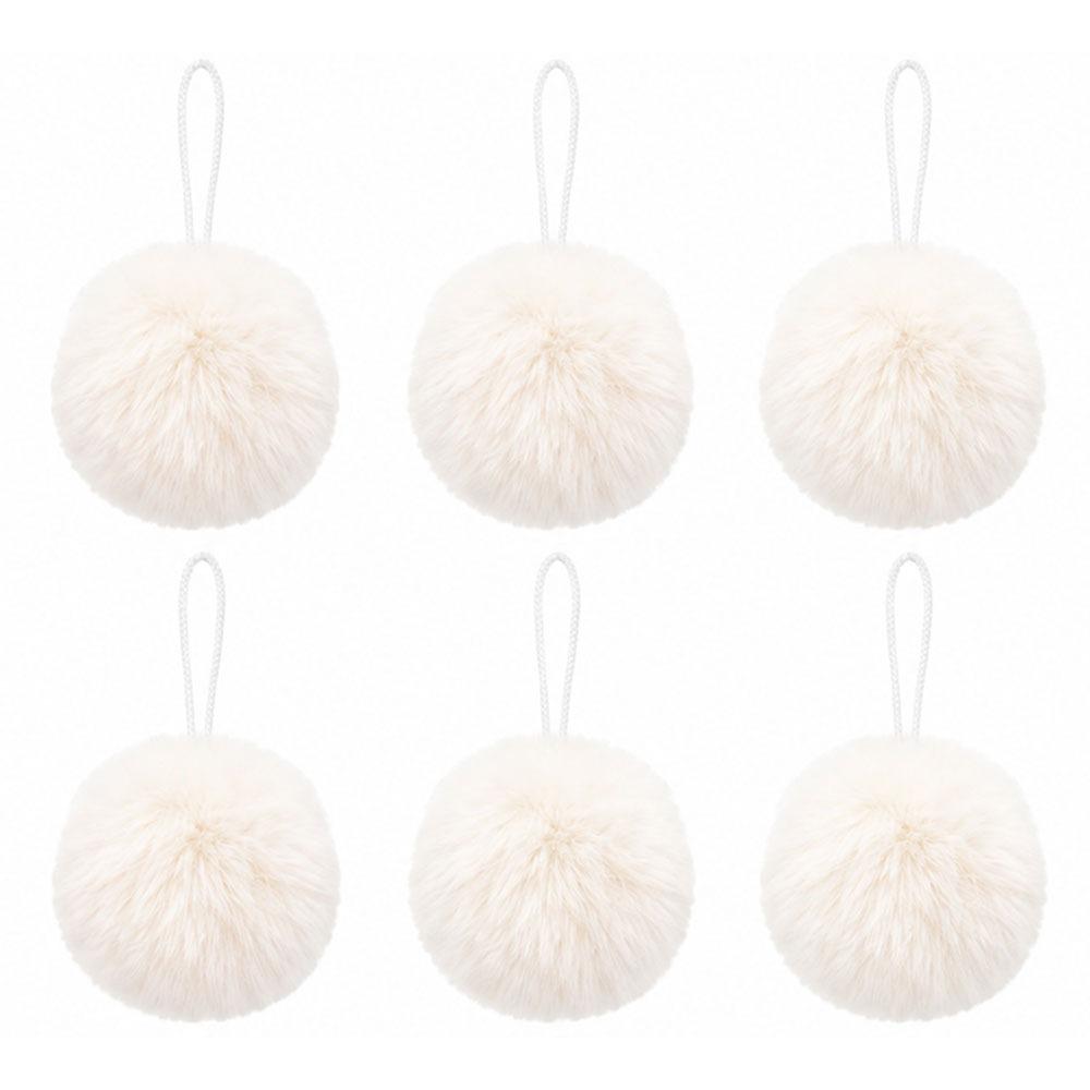 6PCS Plush Fabric Christmas Tree Hanging Ornament Plush Balls Xmas Tree Decor Holiday Party Decor