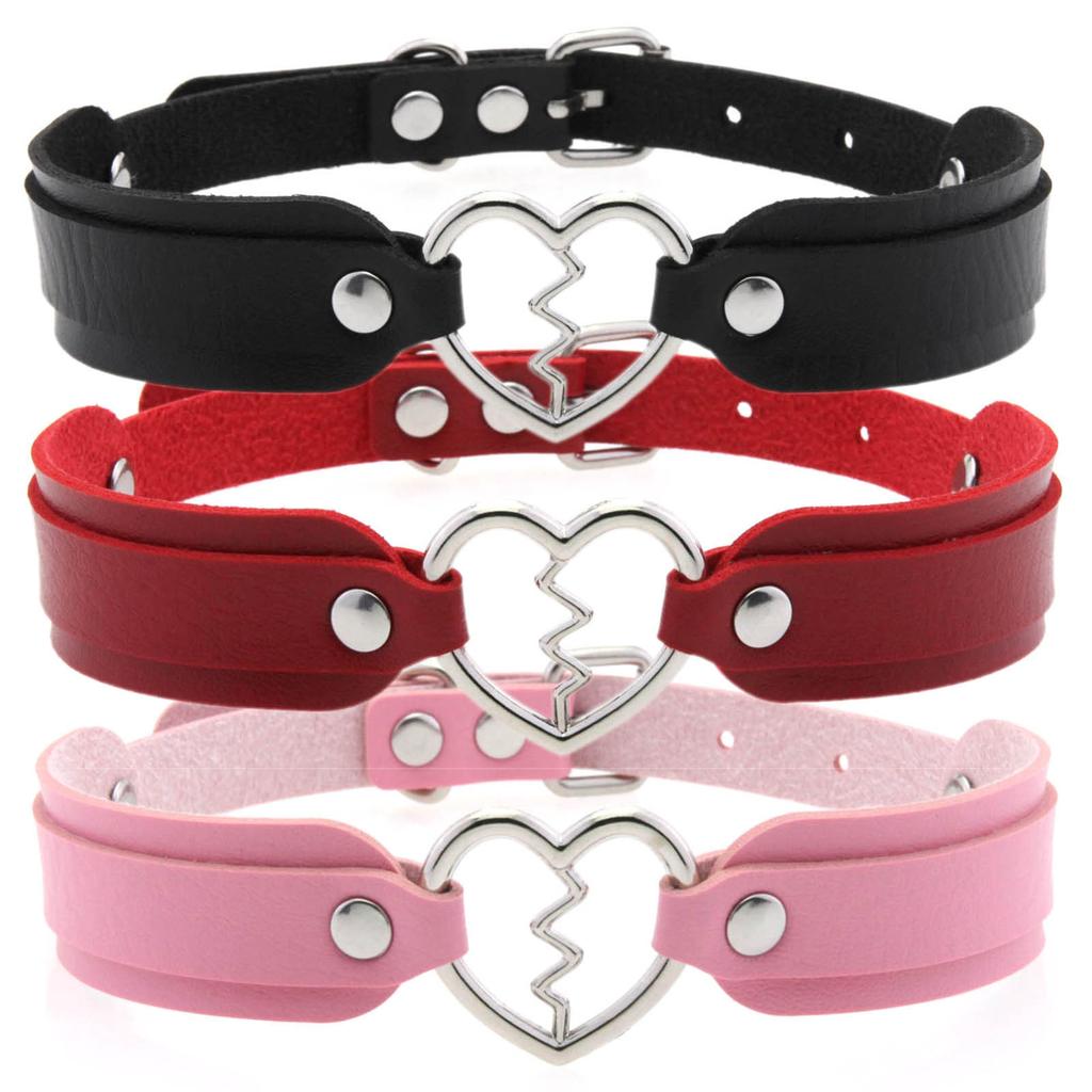 Collane con Ciondolo a Cuore Gotico Sexy alla Moda Vintage Gioielli Regalo Cuore Gotico in Pelle Collana Choker Punk da Donna Harajuku