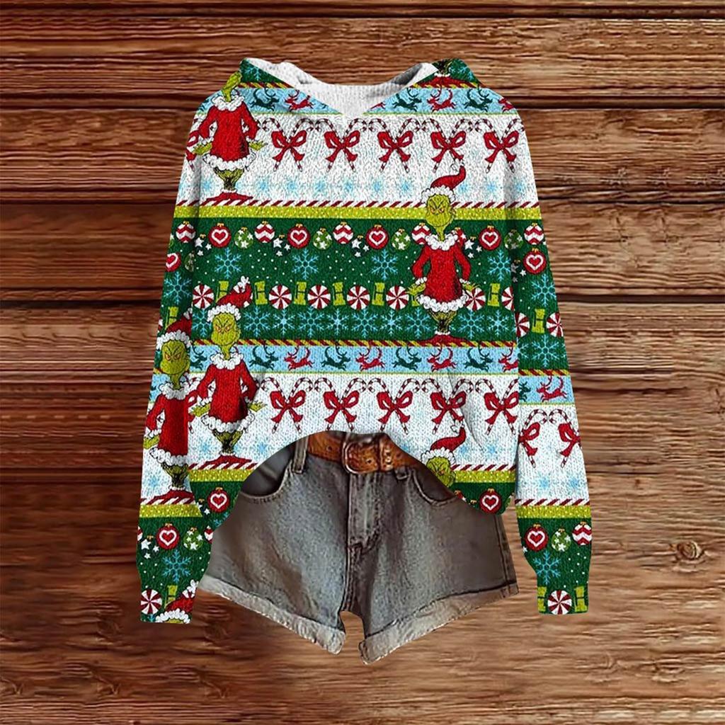 Sweatshirts For Women Knit Sweater Cute Shirt Fall Pullover Hooded Sweatshirt