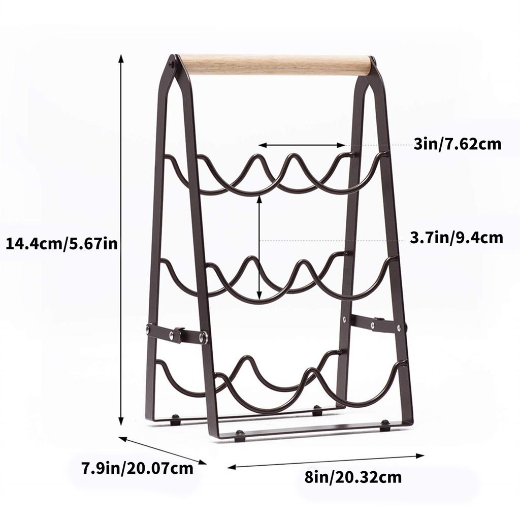 Elegant Foldable 3 Tiers Wine Bottle Holder Desktop Display Shelf Wine Storage Rack for Kitchen Inside Cabinets