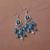 Vintage New Chinese Bohemian Turquoise Tassel Long Earrings Ethnic Vacation Accessories For Women