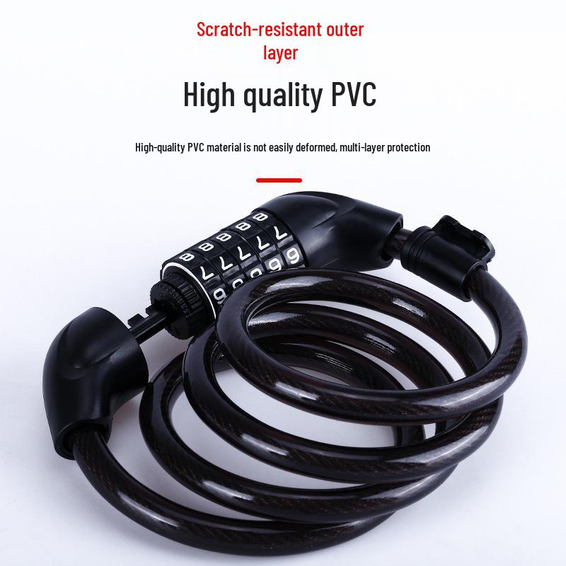 Five-Digit Combo Bicycle Lock – Electric Vehicle, Mountain Bike, Anti-Theft Steel Cable Loop
