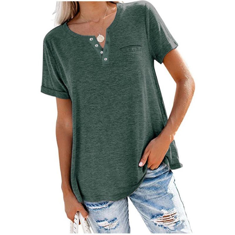 BITCED Women's Fashion Casual Short Sleeve V Neck Blouses & Shirts International Design