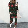 Women Crew Neck Long Sleeve Top And Straight Trousers Two Piece Comfortable Daily Matching Outfit