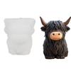 Alpine Cow Candle Mold - Epoxy Resin and Clay Handmade Silicone Mold, Richly Detailed Highland Cow Design, Black and White Textu