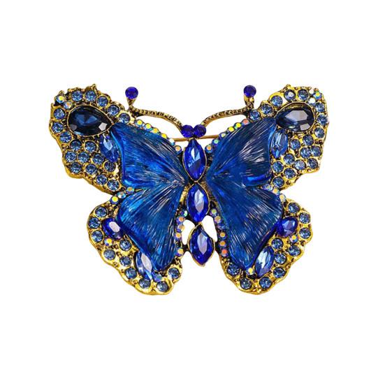 Women Brooch Sparkling Rhinestones Faux Pearl Butterflies Shape Lapel Pin Suits Coats Bags Scarves Badge Versatile Accessory