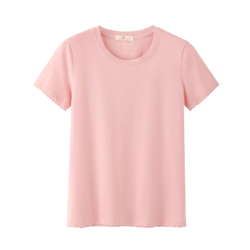 Spring New Short-sleeved Ins Korean Version T-shirt Girls Round Neck Casual Printed Tops Fashionable and Cute Women's Clothing