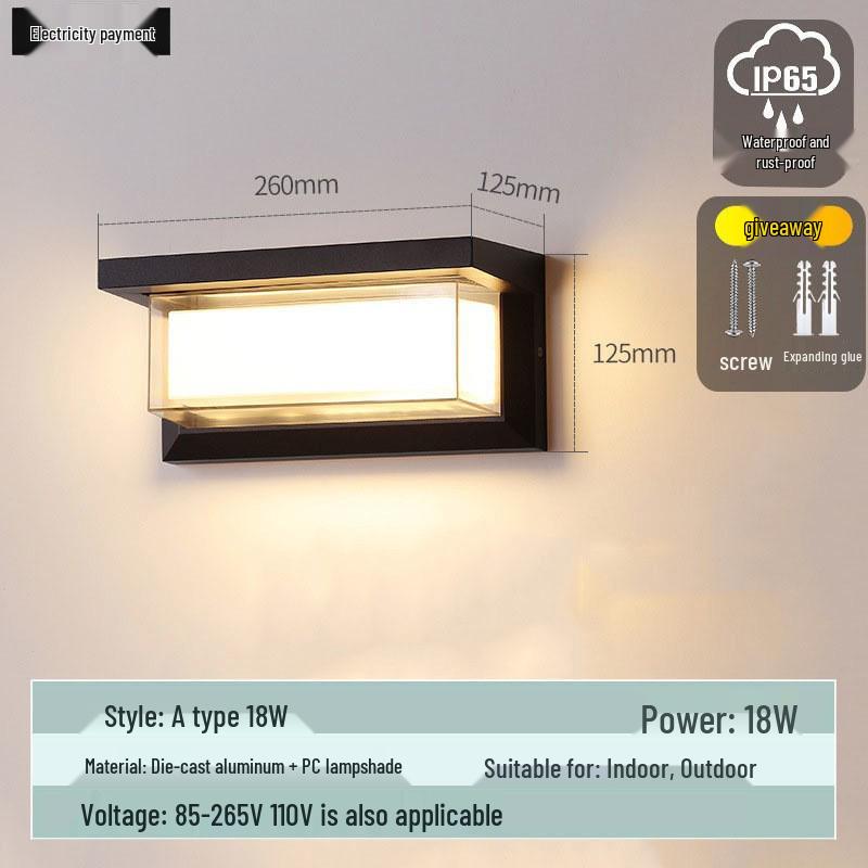 Waterproof Minimalist LED Wall Light with Smart Sensor for Outdoor Use