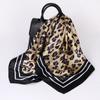 Women's Fashion Leopard Print Head Scarf 90cm Silk Scarf Temperament Scarf New Ladies Square Scarf Sun Shawl