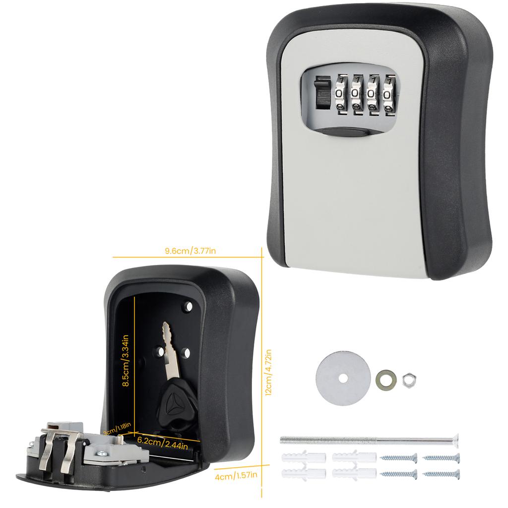Wall-Mount Key Storage Box Secret Code Portable Combination Key Holder Box Weatherproof Safe Spare Key Storage for Home Office
