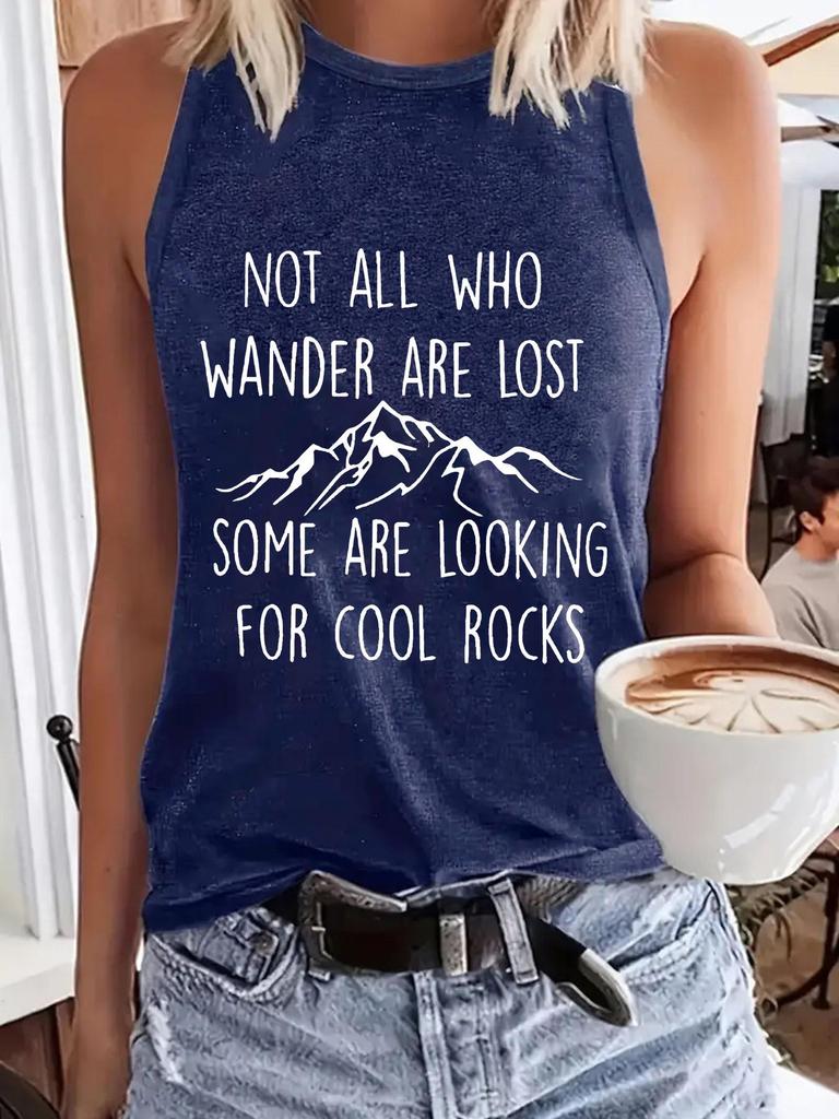 Sleeveless Inspirational Graphic Tee - Women's Spring/Summer Round Neck Pullover Top