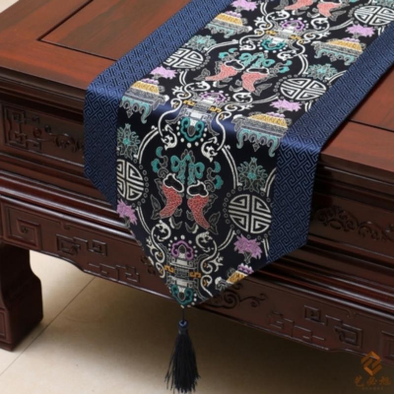 Steagul de masă din brocart țesut în stil chinezesc nou. Steagul de masă modern, simplu, masă rurală, masă de ceai față de masă