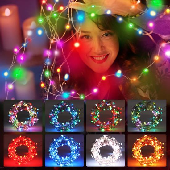 

Smart USB Fairy Lights 100 светодиодных фонарей с дистанционным управлением Несколько режимов RGB Рождественские огни для украшения вечеринки 10M