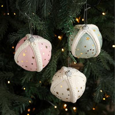 Foam Ball Christmas Tree Pendant Star Fabric Printing Ball Decoration Decorated with Festive Atmosphere
