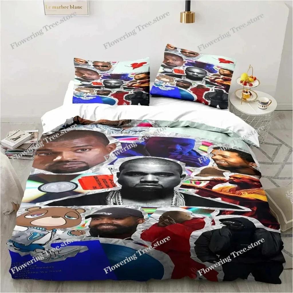Rapper Kanye West Bedding Set Duvet Cover Bed Set Quilt Cover Pillowcase Comforter King Queen Size Boys Adult Bedding Set