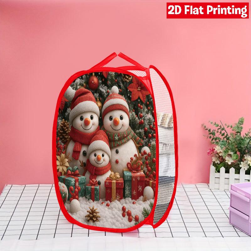 1Pcs Christmas Faceless Gnome Pop-Up Laundry Hamper Expandable Mesh Hamper Basket for Room Bedroom Bathroom Organization Contemporary Storage
