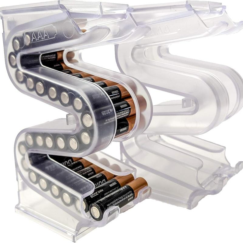 Transparenter Kunststoff Batterie-Organizer - Mehrfachfach Hängendes Aufbewahrungsregal für Batterien, Transparentes Design für einfache Sichtbarkeit, Batteriehalter