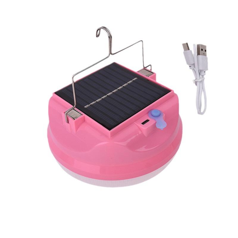 Portable Solar-Powered Three-Speed Waterproof Camping Light with Hook and USB Charging