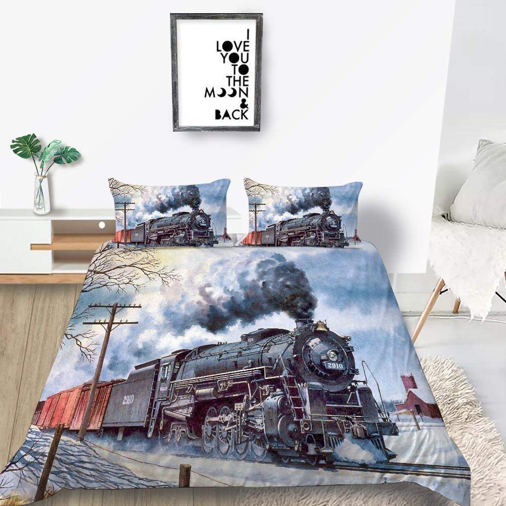 3D Industrial Style Bedding Set Car Printed Duvet Cover 2/3 Pieces AU180 * 210 Full Size Boy Room Soft Machine Washable Home Decoration