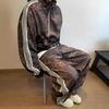 2024 Men's Retro Leopard Print Streetwear Tracksuit Jacket and Sweatpants
