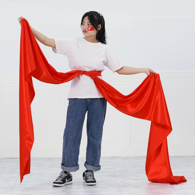 Bright Red Dance Silk Ribbon for Yangko, Waist Drum, and Kung Fu 1m x 10cm