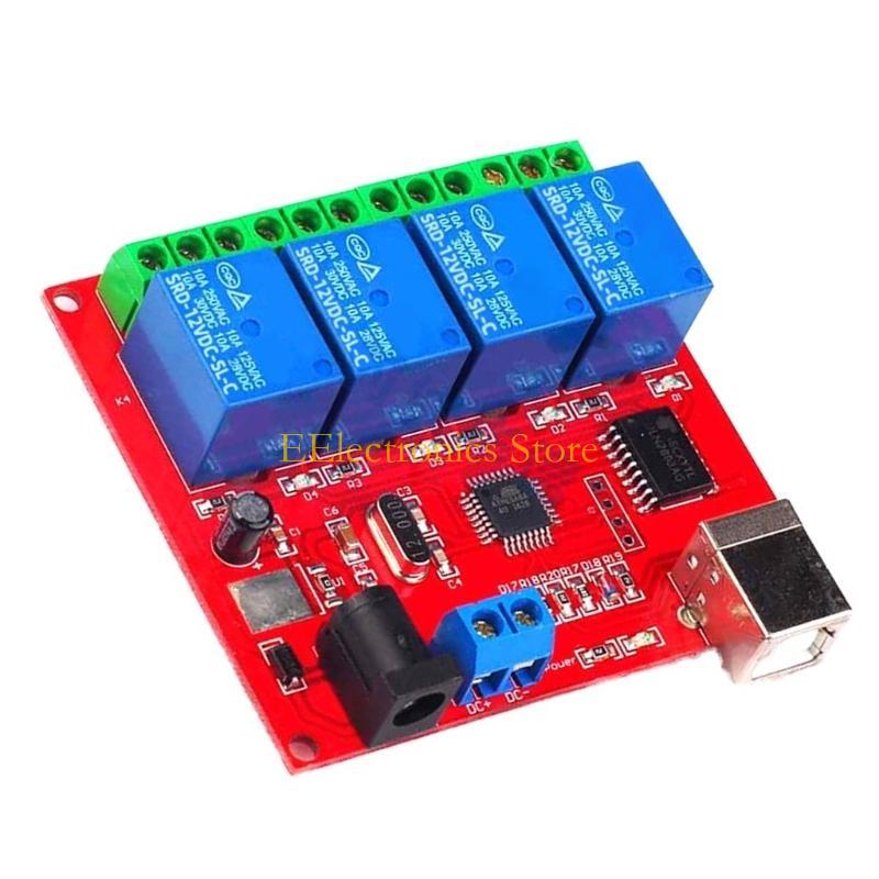 B03C USB 4 Channel 5V 12V 24V Relays Board Intelligent Switching Controller ULN2803 for PC Automation Tasks