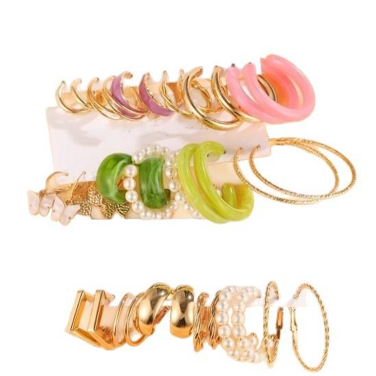 A Set Of French Fashion Trend Dopamine Simple Geometric Shape Size Earrings Niche