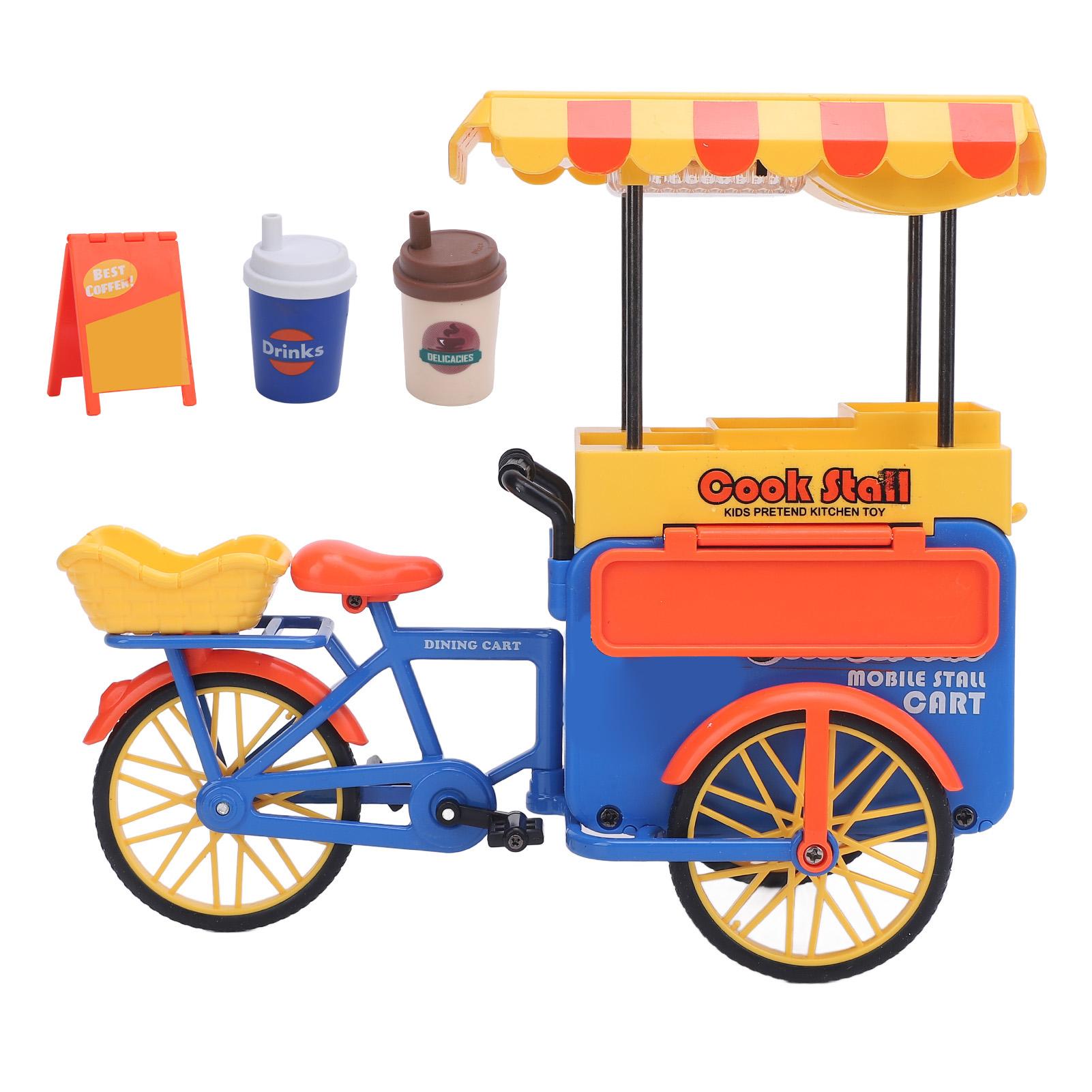 

1:10 Fast Food Tricycle Playset Sensor Light and Music Funny Tricycle Model Children Play House Toy