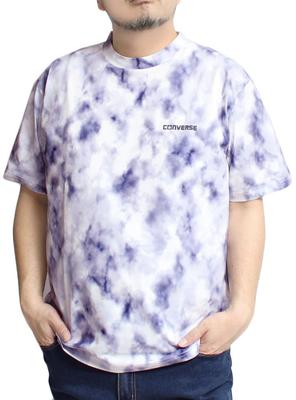 Converse Men's Short Sleeve T-Shirt, Plus Size, Tie-Dye Pattern, Moisture-Wicking, Quick-Drying, Printed Crew Neck, Size 4L, Navy (67)