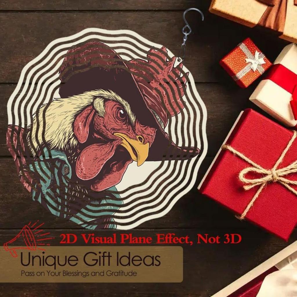 Západ slunce Kohout Větrná zvonkohra Kovová závěsná dekorace 25cm HD tisk Vnitřní Venkovní Domov Kancelář Zahrada Obývací pokoj Umělecký dárek