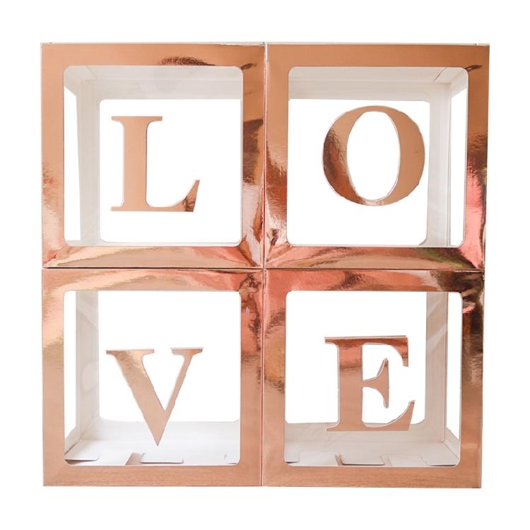 Set of 4 Baby Boxes with Letters Wedding Birthday Party Decoration Photo Props
