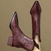Damen Western Cowgirl Stiefel 2026 Spitz Zehen Mode Zum Hineinschlüpfen Chelsea Stiefeletten Retro Stil Herbst Damen Dicke Ferse Schuhe Ferse 5CM