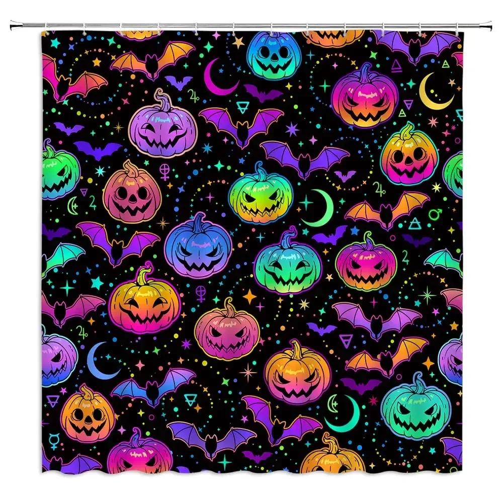 Spookgordijn Gothic Horror Halloween ZwartWit Vleermuizen Polyester Stof Badkamer Bad