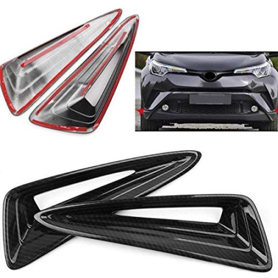 Toyota CHR Front Bumper Hole Carbon Fiber Style Front Corner Exterior Custom Car Car Compatible with CHR ZYX10 NGX50 of C-HR Covers, Garnish, Parts,
