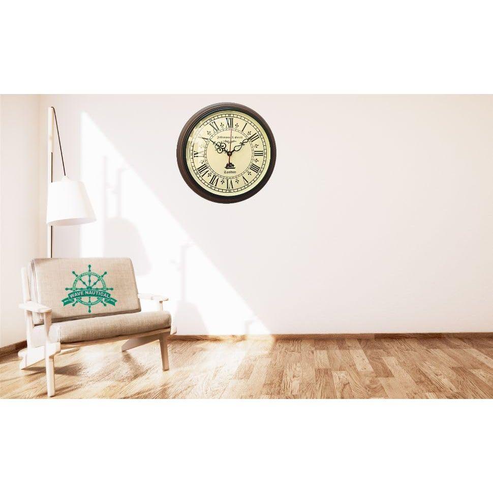 Wood & Glass Wall Clock, 12 inch, Silent Movement, Easy Time Reading, with Installation Tools
