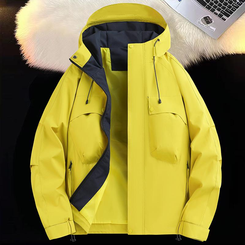 Men's Autumn and Winter New Outdoor Jacket Jacket Waterproof Windproof Solid Color Mountaineering Couple's Sports and Leisure