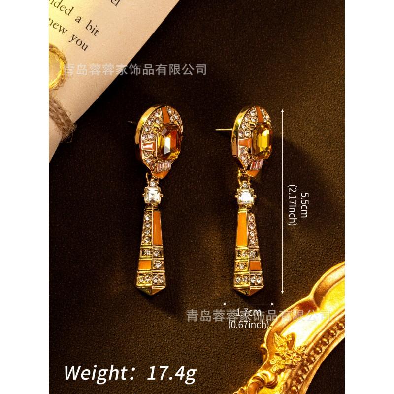 Cross Border Hot Medieval Palace Retro Earrings Western Classical Niche Design Temperament High-end Feel