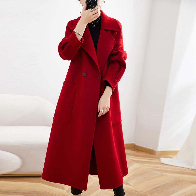 100% Wool Women Coat Autumn Wool Long Coat Handmade Pea Coat Winter Warm Wool Long Jacket Overcoat