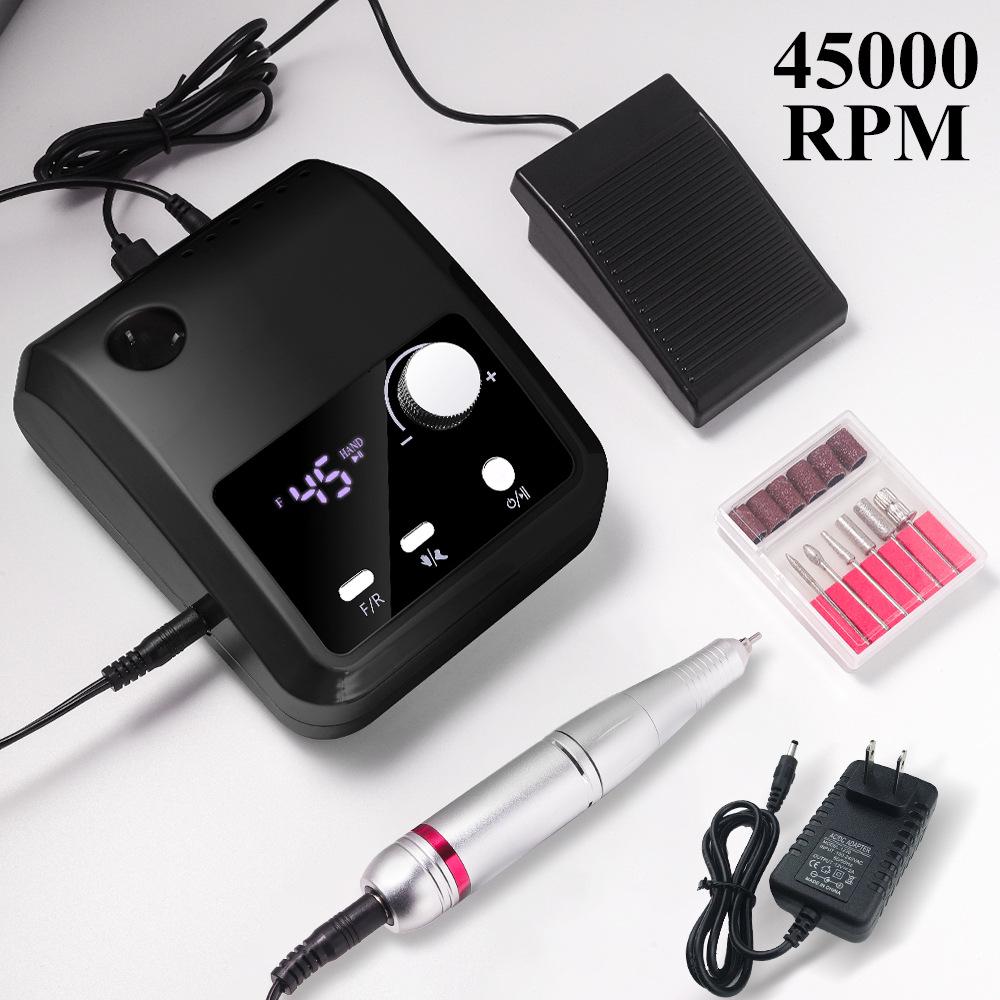 Lightweight Electric Nail Drill 204: 45000 RPM for Manicure, Nail Removal & Polishing