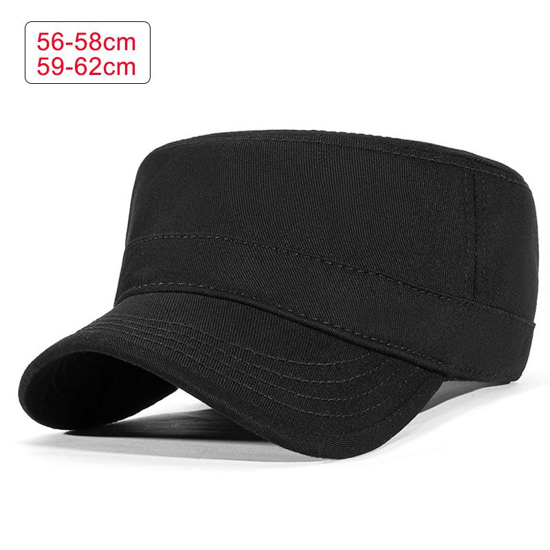 Freedom Outdoors Men's Black 58 60 62Cm Retro Baseball Hat For Flat Top Cadet Cap Wo Solid Dailywear Visor Big Size Outdoor Sun Cap Adjustable Cm