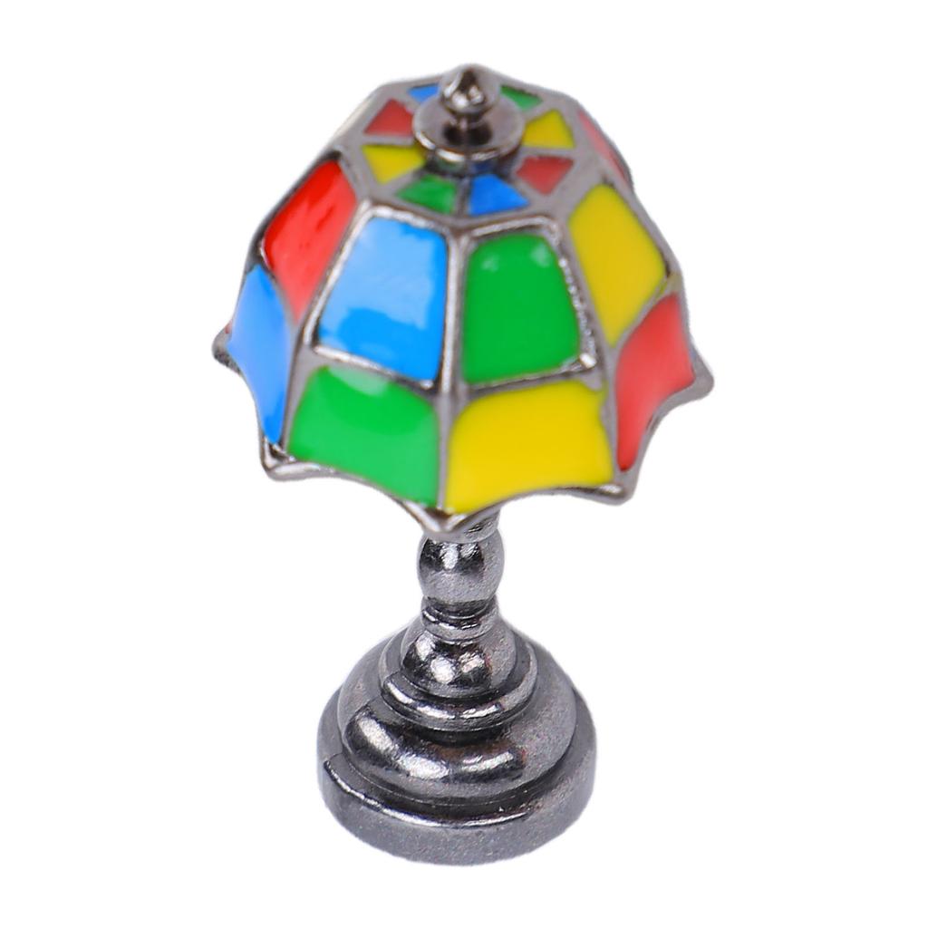 Dollhouse Desk Lamp Zinc Alloy Miniature Table Accent Lamp for Micro Scene Decoration Black