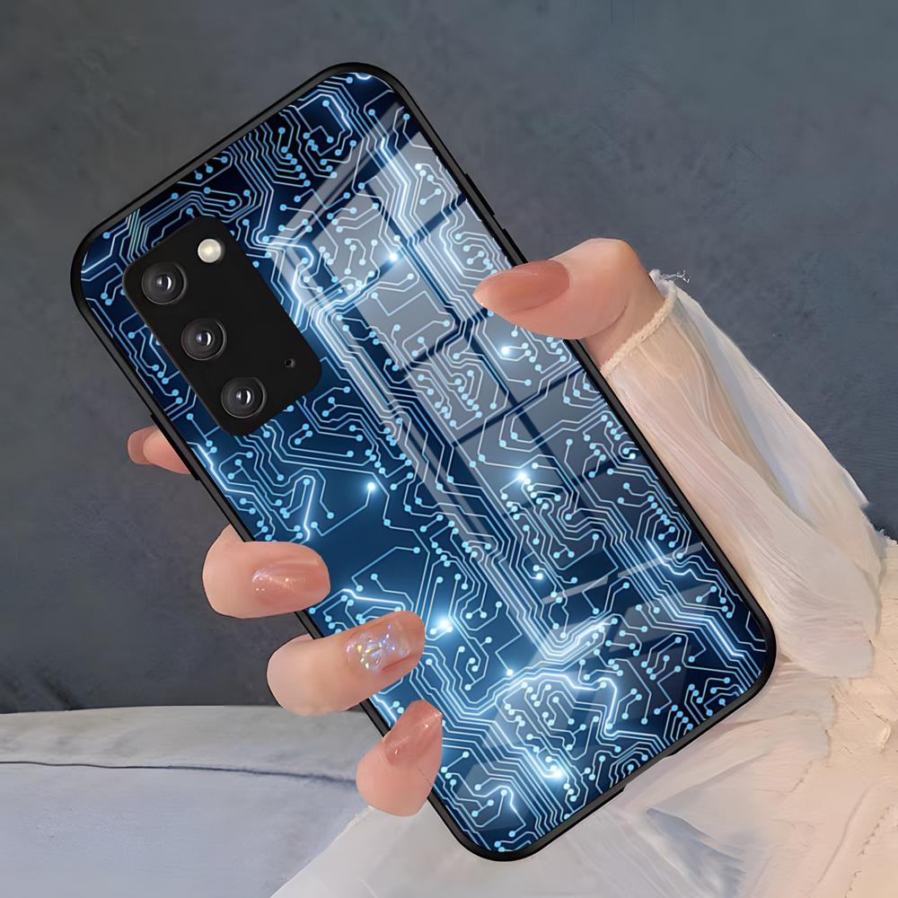 Creative Circuit Board Phone Case For Samsung A25 A13 A33 5G A54 A36 A35 A56 A52 A14 Shockproof Glass Cover