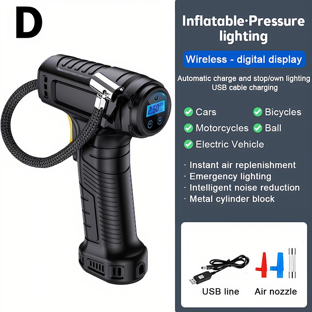 New 120W Handheld Air Compressor Wireless/Wired Inflatable Pump Portable Air Pump Tire Inflator Digital for Car Bicycle Balls