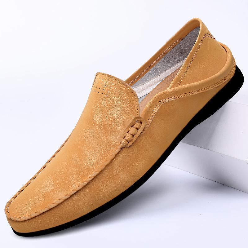 Men's shoes 2025 summer new fashion men's mature style step on the heel put stinky feet casual shoes light luxury high-end leather shoes