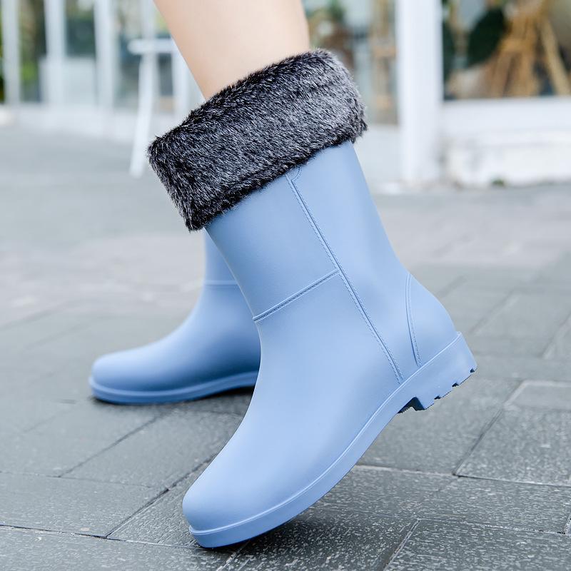 Wasserdichte Rutschfeste Damen-Regenstiefel mit dicker Sohle und Kordelzug