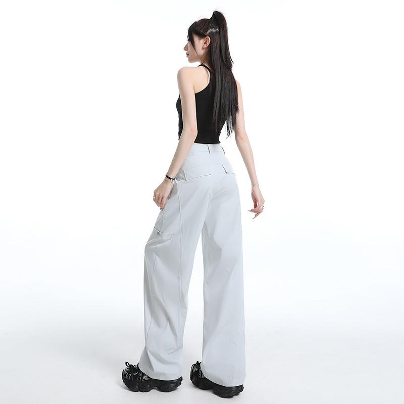American light gray overalls women's 1116 summer new loose and thin sports quick-drying casual wide-leg pants