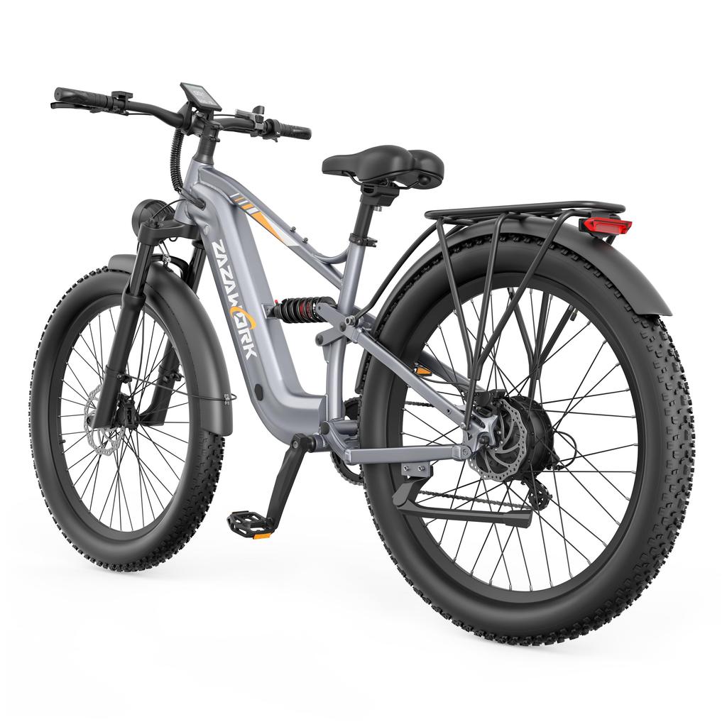 ZAZAWORK CF500: 1000W eats mountains. 48V20Ah lasts weeks. 27" tires grip hard. Two-seat e-bike